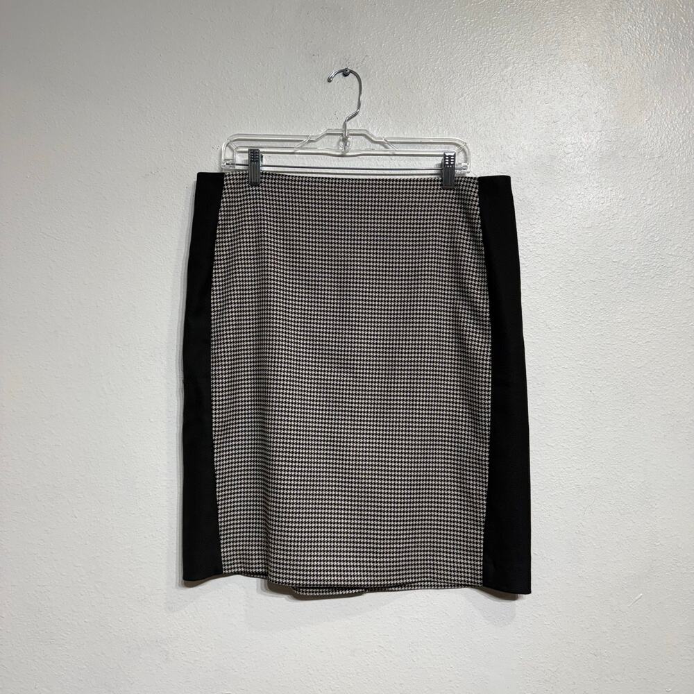 White House Black Market Black Houndstooth Pencil Skirt Sz 14